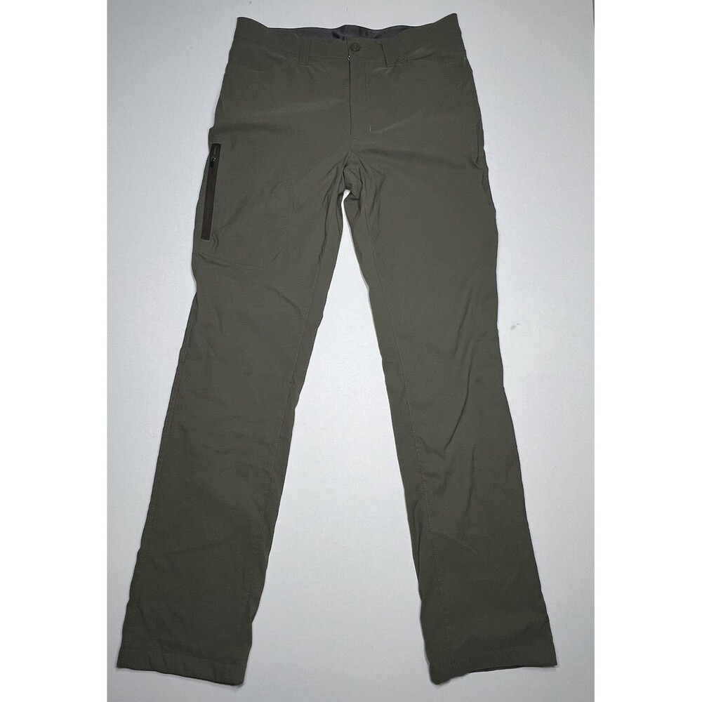 Eddie Bauer Fleece Lined Tech Pants Army Green Mens 32x34 Hiking Outdoor
